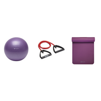 Fitness Bundle - Balance Ball (55cm), Xertube (Medium), Fitness Mat (Purple)