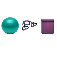 Fitness Bundle - Balance Ball (65cm), Xertube (Ultra Heavy), Fitness Mat (Purple)