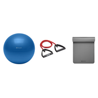Fitness Bundle - Balance Ball (75cm), Xertube (Medium), Fitness Mat (Grey)