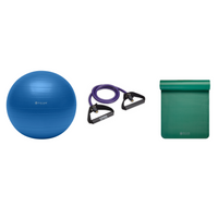 Fitness Bundle - Balance Ball (75cm), Xertube (Ultra Heavy), Fitness Mat (Green)